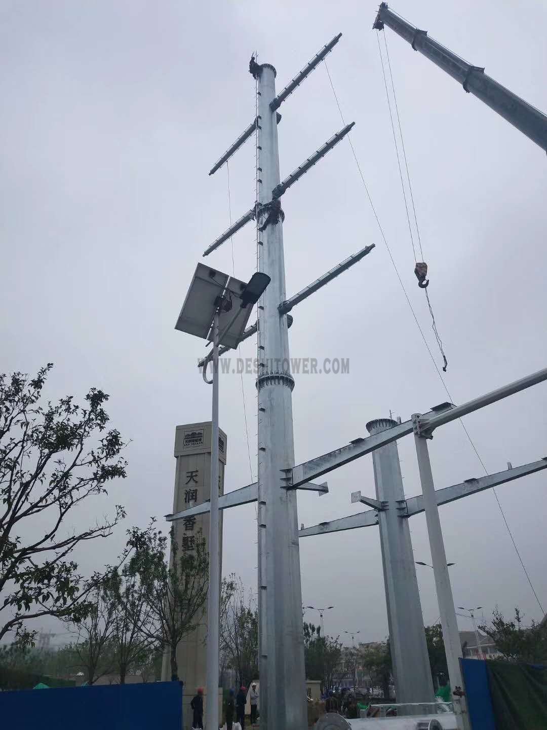 Electric Power Transmission 330kv Galvanized Steel Iron Mono Pole